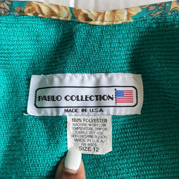 Pablo Collection Turquoise Teal Button Blazer Suit Jacket size 12 - Picture 4 of 17